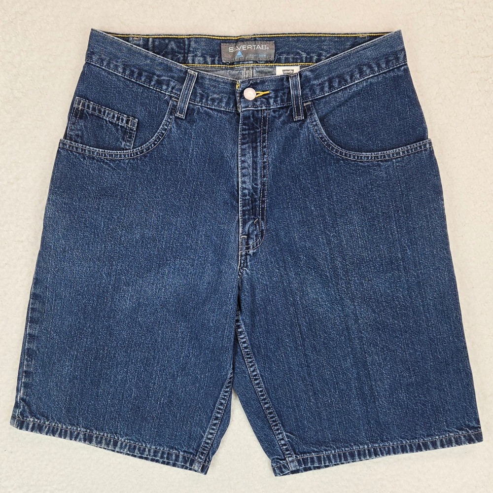 Vintage Levi's SilverTab Denim Shorts Mens 32 Loose Fit 90s Baggy Y2K Jorts Blue